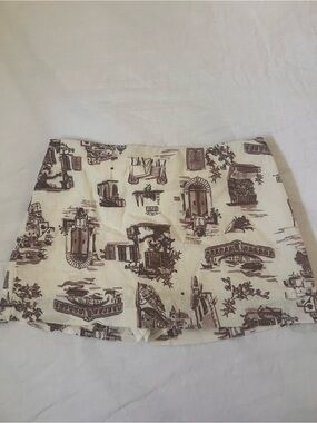 NWT Abercrombie & Fitch Cream Mini Skirt with Brown Scenic Print